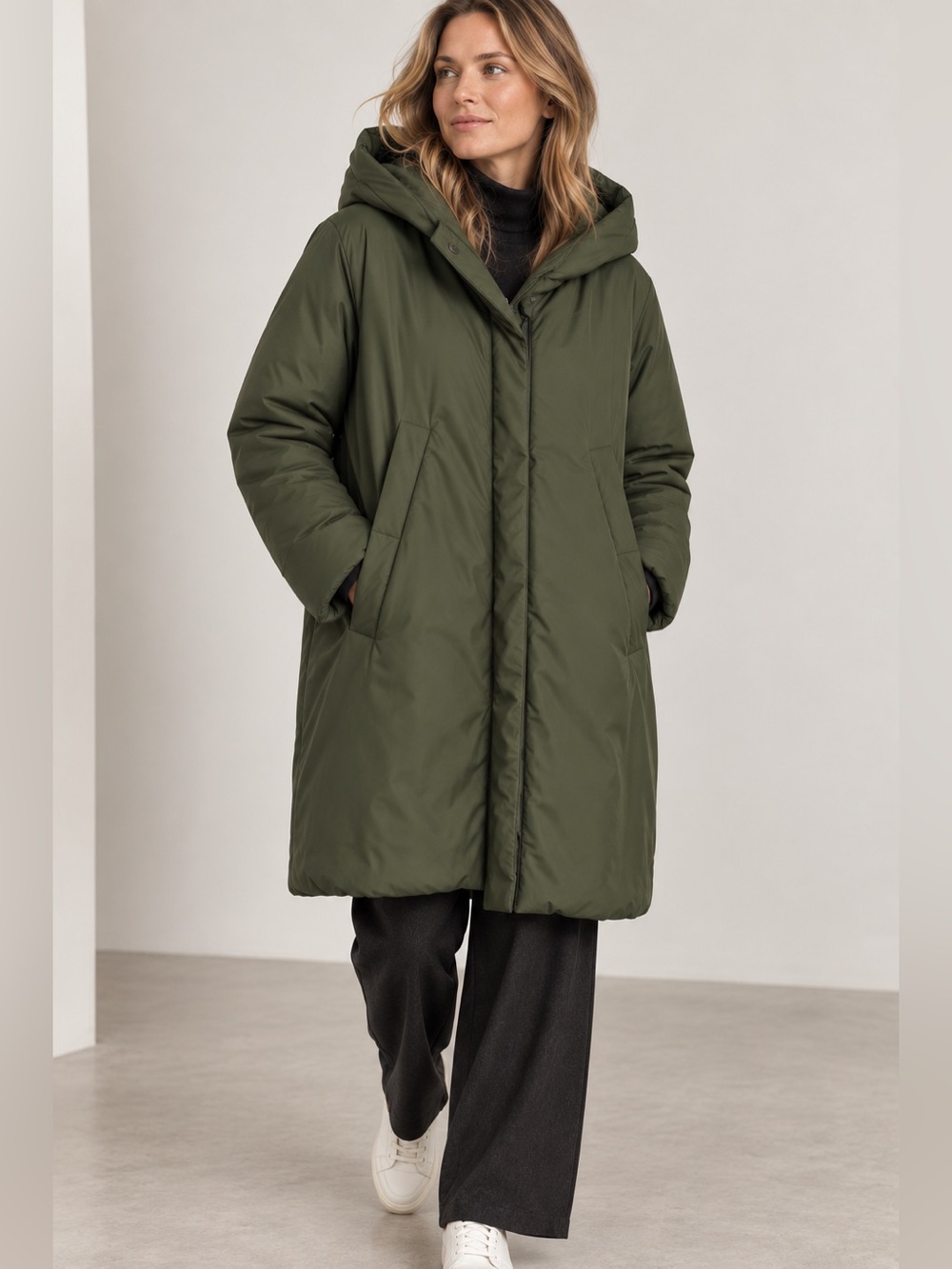 Kit and Ace Olive Green Puffer Jacket Syse Medium/Large